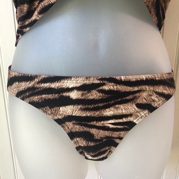 MICHAEL KORS Retail $158 Tiger Print Halter Tankini 2 Piece Bikini Size XSmall - Picture 4 of 6